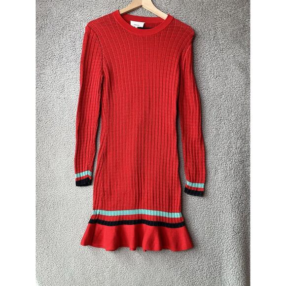 3.1 Phillip Lim Dresses & Skirts - 3.1 Phillip Lim Sweater Dress Medium Mini Ruffle Hem Flared Striped Long Sleeve